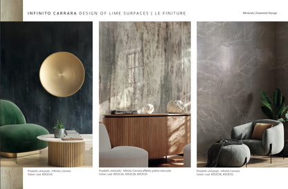 INFINITO Carrara showcasing luxurious lime surface designs with elegance and modern aesthetics by Nordflo.