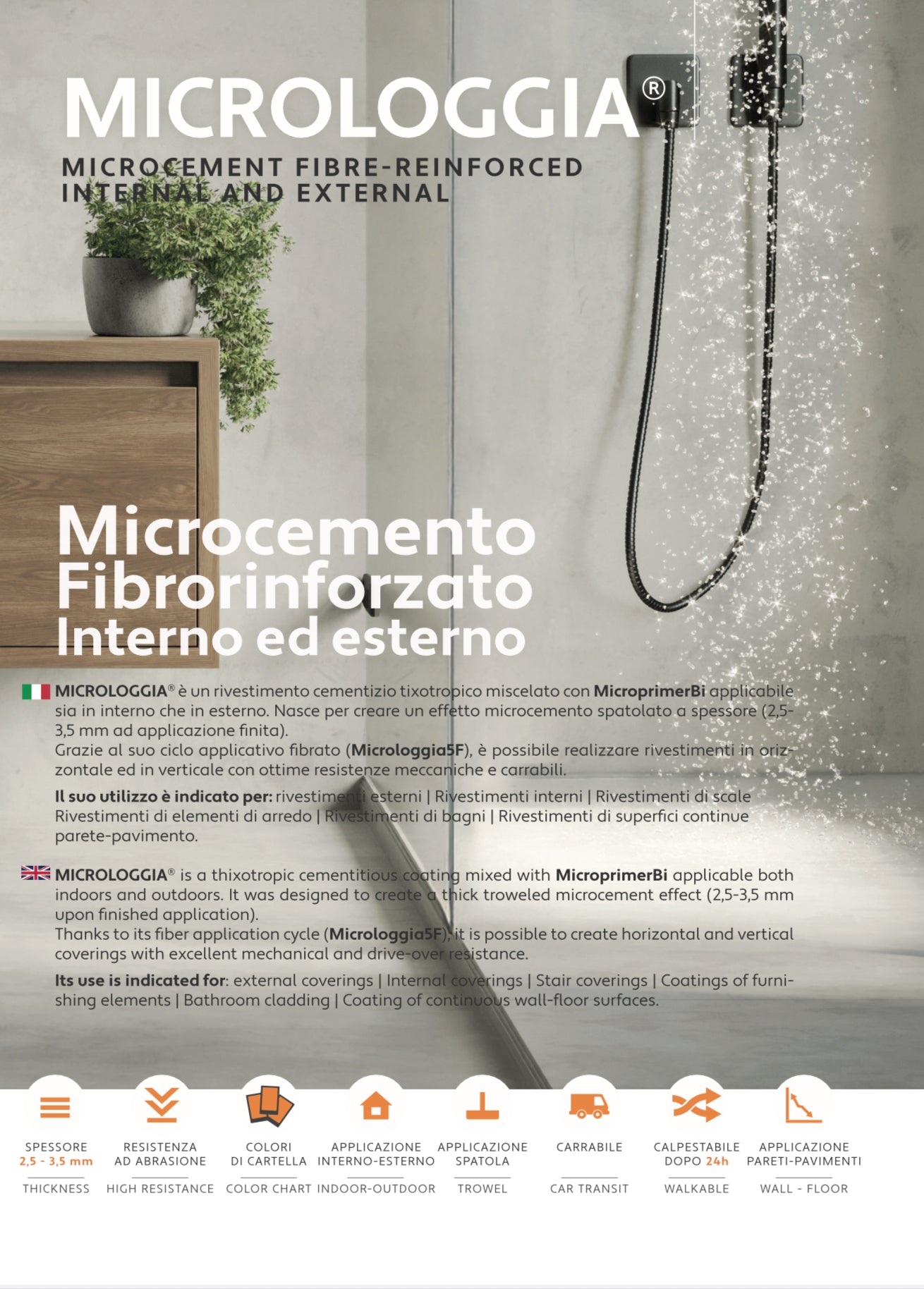 MIKROLOGGIA 15 kg: Microcemento fibre-reinforced for impressive internal and external surfaces.