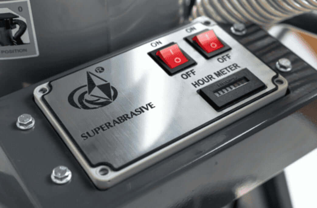 V20E – Elektrisk Støvsuger control panel for small grinding machines with hour meter and ON/OFF switches.