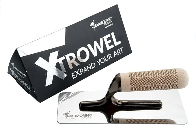 Xtrowel 240/100mm shown with packaging, perfect for achieving flawless finishes with mikrosement and epoxy.