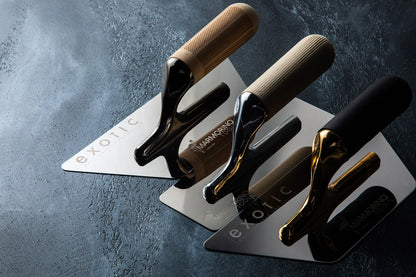 Elite Pro 200/80 trowels featuring luxurious finishes and ergonomic handles for precision work.