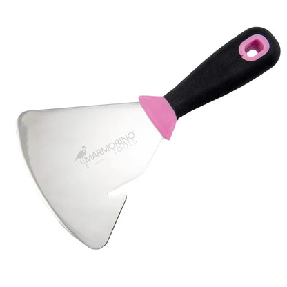 Venice Bucket Spatola 120mm with a mirror-polished stainless steel blade and ergonomic handle for easy handling.