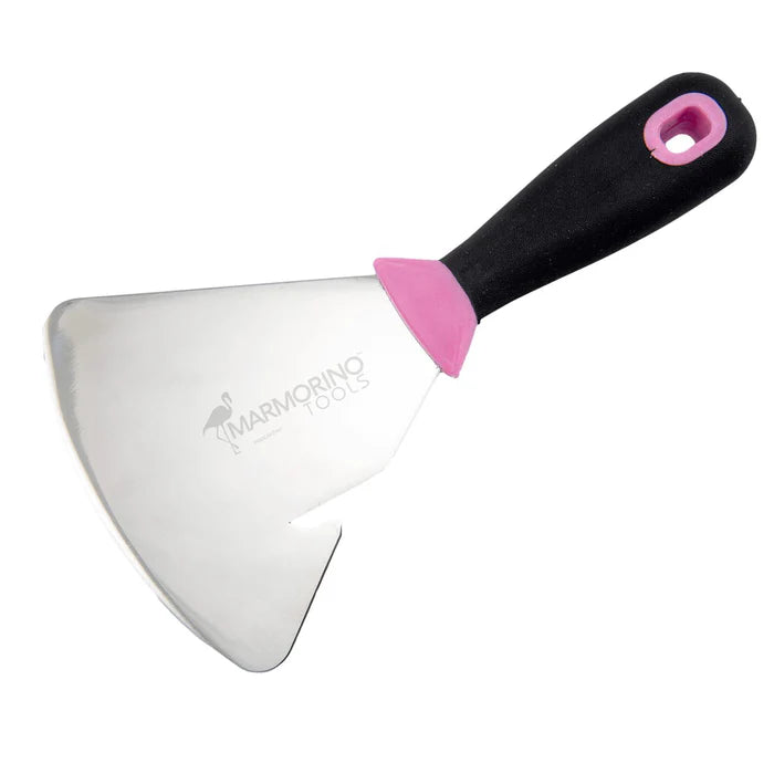 Venice Bucket Spatola 120mm with a mirror-polished stainless steel blade and ergonomic handle for easy handling.
